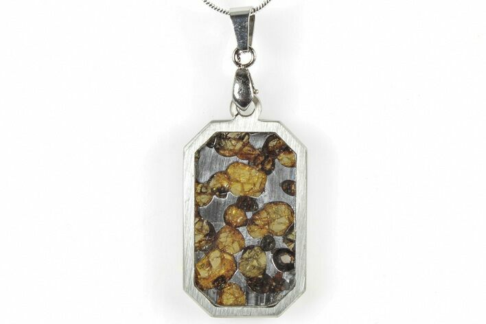 Brenham Pallasite Dog Tag Meteorite Pendant - Kansas #309165